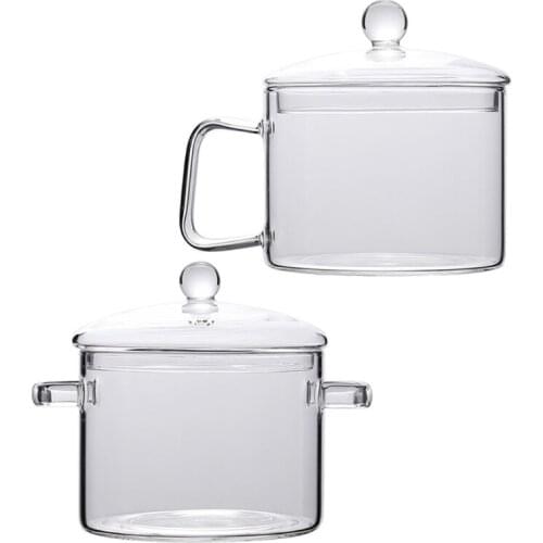 Open Flame Heat-resistant Household Glass Transparent Instant Noodles Bowl Binaural Soup Pots Healthy Porridge Stew Pots