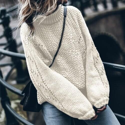 Women Sweater Long Sleeve Knitted Sweater Pullover Top Knit Sweater Pull Women Turtleneck Casual Female Ladies Pullovers