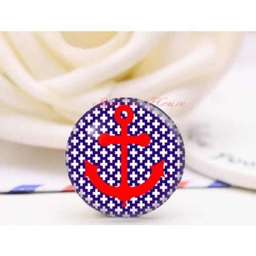 Handmade Round Anchor photo glass Cabochons, Jewelry Finding Cameo Pendant Settings, (F008-554)