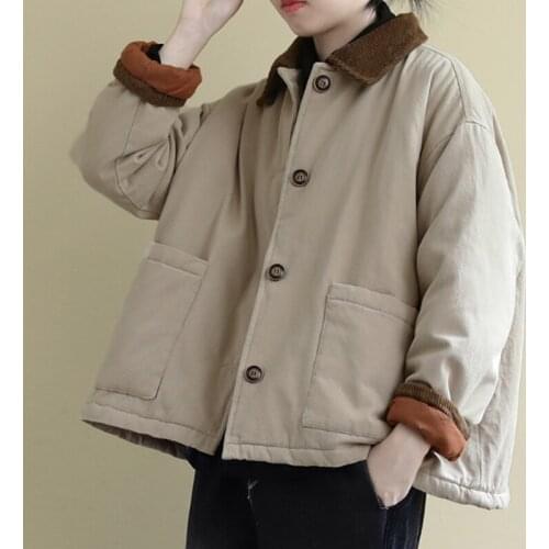 Fashion Large Size Winter Jacket Women 2021 New Fat Sister Extra Loose Lapel Button Long Sleeve Coat Parka Ukraine Campera Mujer