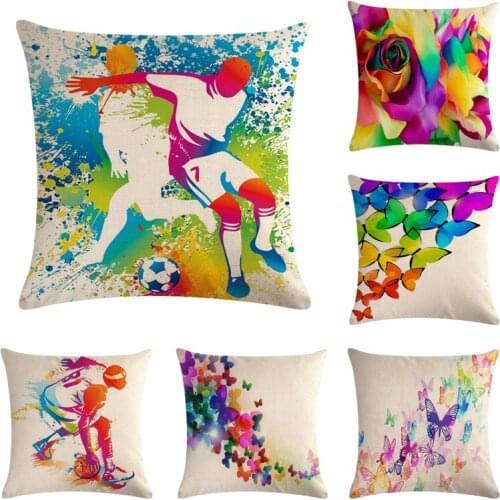 Colorful&Beautiful Person Cushion Cover 45*45cm Cotton Linen Wedding Decor Throw Pillowcase 1 Side Print Cojine