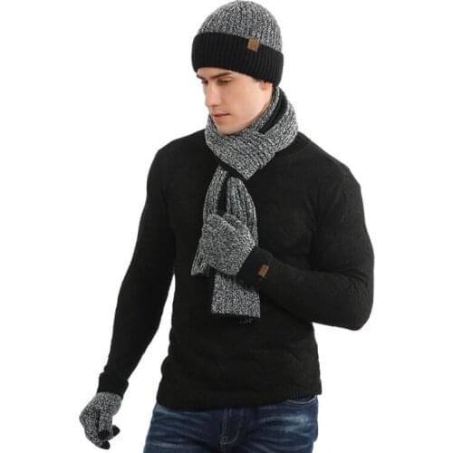 3 Pcs/set Autumn Winter New Double-sided Color Matching Scarf Fashion Men Women Simple Thickening Hat Gloves Set Unisex 85LB