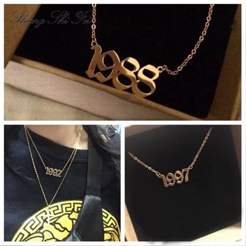 Year of Birth Necklace Old English Year Necklace Birth Year NecklaceGold Women Jewelry Year 1998Birthday Gift