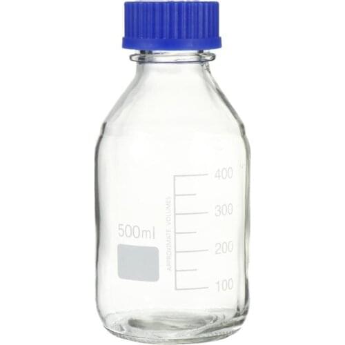1Pc 500ml Glass Chemical Reagent Bottle Laboratory Sample Sealing Bottle with Calibration (Assorted Color)