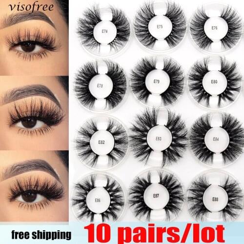 10pair/lot Visofree 25mm False Eyelashes Wholesale Thick 3D Mink Lashes Custom Packaging Label Makeup Dramatic Long Mink Lashes