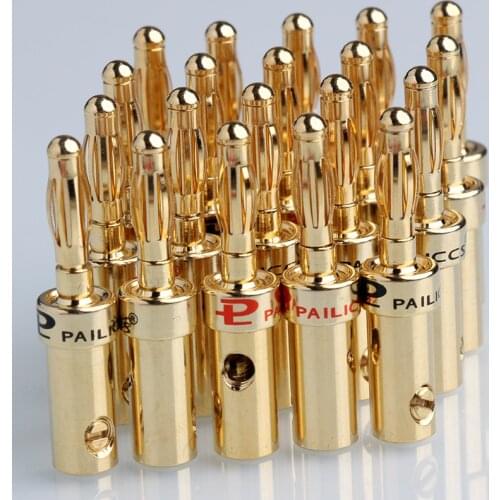 20PCS Banana Plug 4mm Gold Plated Musical Audio Cable Wire Screw Metal Speaker Connectors For HiFi