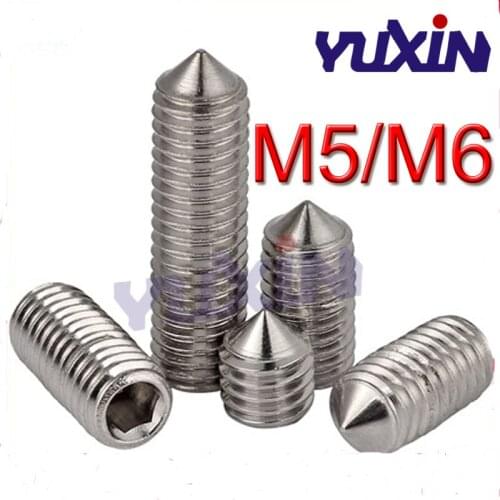 200Pcs/100Pcs DIN914 M5 M6 A2-70 Stainless Steel 304 Grub Screws Cone Point Hexagon Hex Socket Set Screws