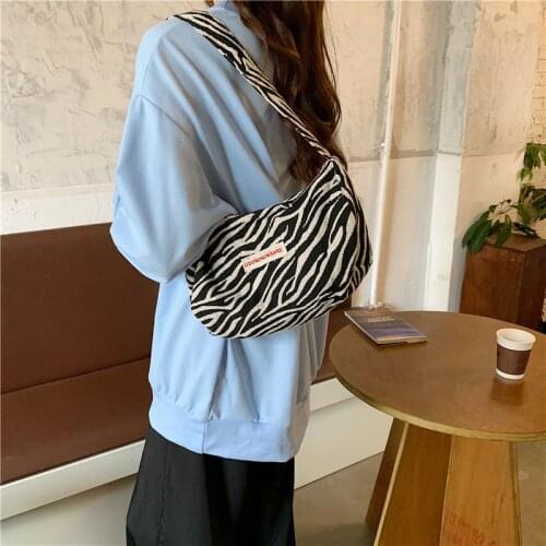 2021 Women Bags Luxury Zebra Print Shoulder Bag For Women Canvas Tote Bag Large Capacity Handbag Female Casual Top-handle Bag