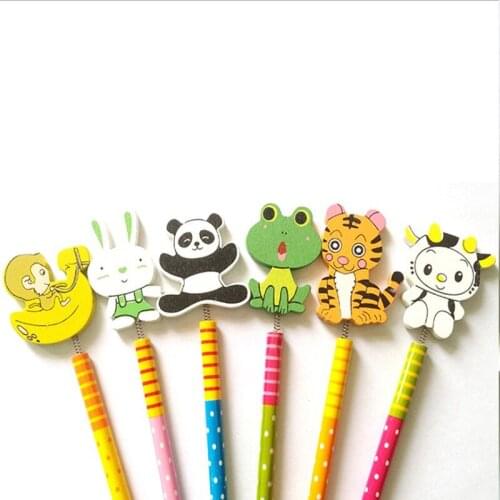 36Pcs/lot Lovely Windmill Animal Doll Designs Non-toxic Lead Free Wooden Pencils For School Students Writing Prize