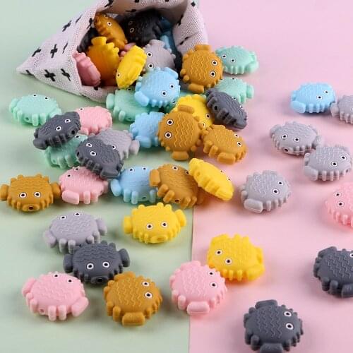 Sunrony 50Pcs Cartoon Small Sea Fish Shape Silicone Beads Baby Molar Teether Bead DIY Pacifier Chain Jewelry Accessories
