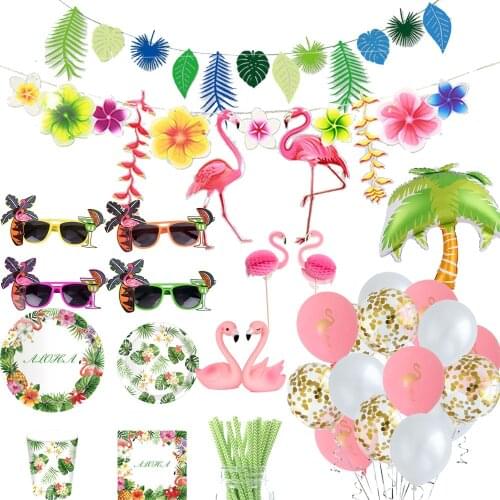 Hawaii ALOHA Flamingo Party Paper Plate Cup Napkin Summer Party Luau Aloha Party Supplies Birthday Party Decoration Wedding