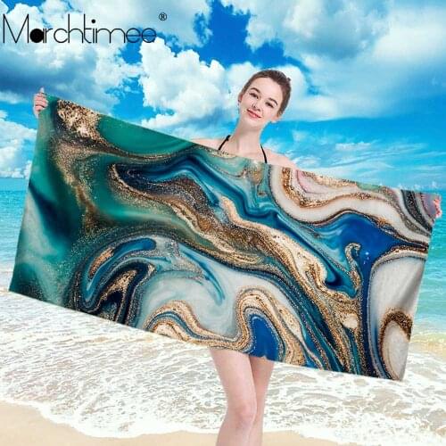 Large Rectangle Beach Towel For AdultMarble Colorful Mandala Yin Yang Pattern Shower Bath Towel Travel Blanket Swimming Cover