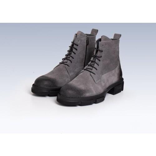 IBAY POWER-X Mens Grey genuine suede leather casual boots