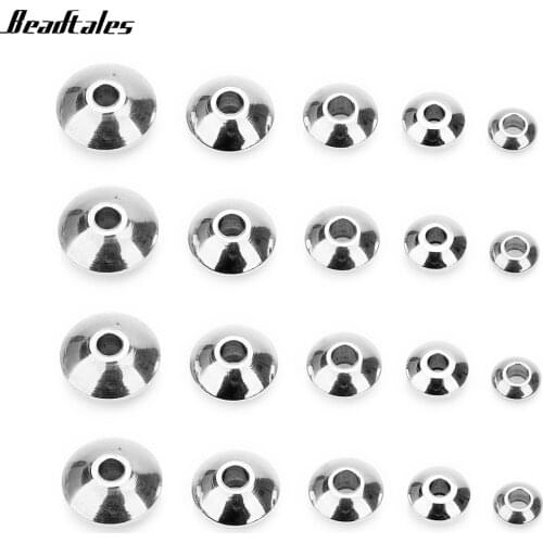 Beadtales 50pcs/lot 5 Size Stainless Steel Beads UFO Shape Spacer Beads For Women Diy Stainless Steel Jewelry Making Accessories