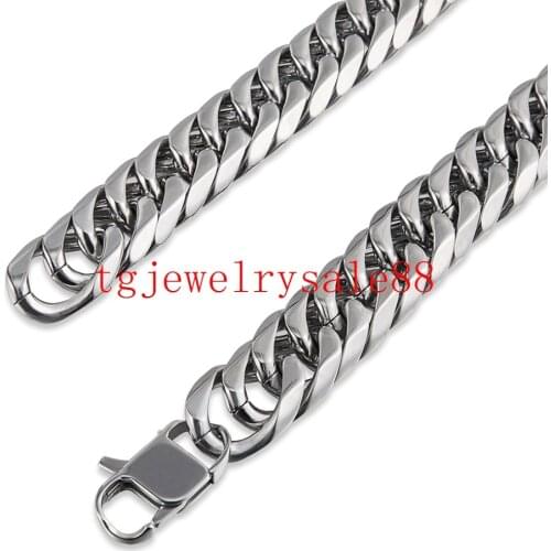 New 9/11/13/16/19/21mm Silver Color Charming Biker Mens Cuban Link Chain Stainless Steel Bracelet Or Necklace Jewelry 7-40inch
