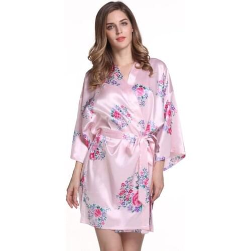 Floral Silk robe Bridesmaid robe wedding bridal party gift robe lady night gown sleepwear bath robe