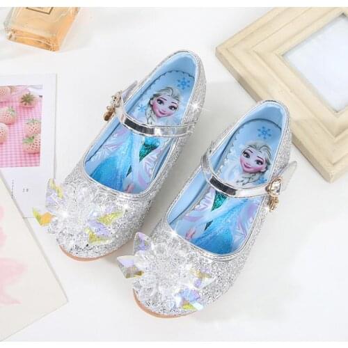 Disney children high heel sandals summer new girls princess shoes baby elsa frozen crystal shoes baby sandals for girls party