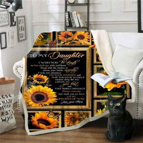 Sunflower Series Warm Blanke3D Digital Printing Cotton Velvet Thick Blanket 130*150 Cm 150*200 Cm
