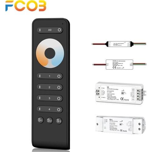 Controller Warm White Cool White LED Strip DC12V 24V 36V Max 576W CCT Controller 2CH RF Touch Remote LED Light Strip 2.4GHz