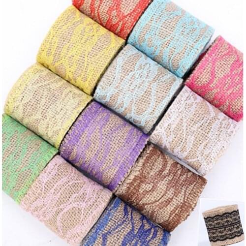 6cm2 m roll lace ribbon natural jute Burgundy ribbon vintage wedding decoration DIY handmade materials home crafts Bud silk