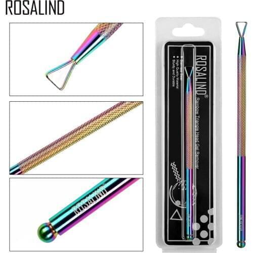 ROSALIND Nail Art Pusher Manicure Accessories 1PCS Stainless Steel Nail Glue Cleaner Triangle Tool For Acrylic Gel Polish