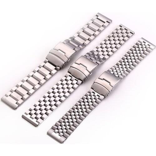 Brushed 316L Stainless Steel Watch Band Strap 20mm/22mm/24mm Metal Replacement Bracelet Men Silver WristBand