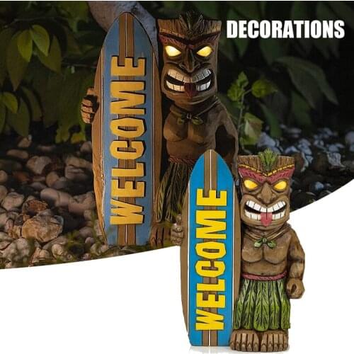 Mini Maya Totem Garden Resin Statue Decor Ornament Patio Yard Welcome Sign Board Hawaii Totem