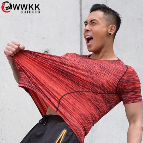 Mens Running T-Shirts Quick Dry Compression Sport T Shirts Fitness Gym Running Shirts Hiking Climbing Tshirts Male Sportswear