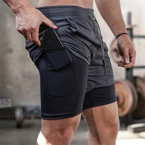 2020 Summer Men’s 2 in 1 Running Shorts Gym Fitness Training Quick Dry Beach Short Pants Male gym Basketball Sport Shorts Homme