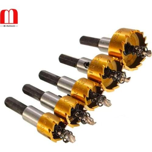 BINOAX 5 Pcs HSS Drill Bit Saw Set Carbide Tip Metal Wood Drilling Hole Cut Tool for Installing Locks 16/18.5/20/25/30mm