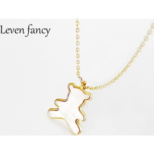 Genuine 925 Sterling Silver Shell Polar Bear Pendant Necklace Baby Animal Fine Jewelry for Women Gifts for Her