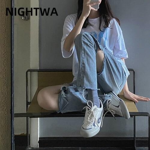 NIGHTWA Woman Jeans High Waist Clothes Wide Leg Denim Clothing Blue Streetwear Vintage Quality Fashion Harajuku High street Pant