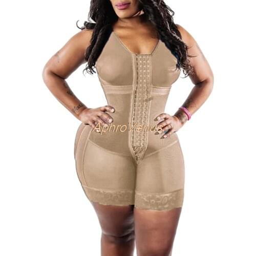 2021 Pure Color Shapewear New Breasted One-piece Shapewear High Compression Postoperative Faja Long Sleeve Waist Trainer