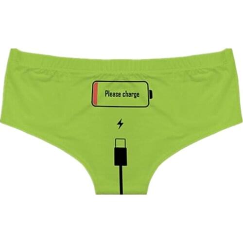 Original Charging Cable Printing Cotton Womens Lingerie Sexy Low-Waist Panties Peach Hip Breathable Seamless Female Briefs