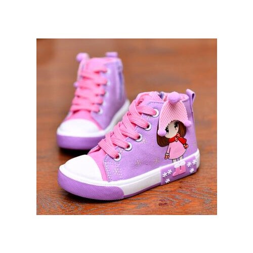 Spring and autumn girls canvas shoes girls cute casual shoes breathable high shoes new shoes