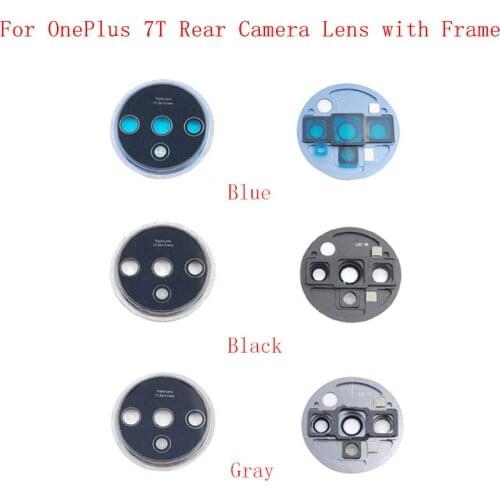 Rear Back Camera Lens Glass with Frame Holder Rear Housing Cover For Oneplus 7T 7T Pro Camera lens Replacement Parts