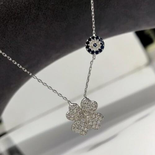 Clover Leaf The Genres Change Stylish Silver lady necklace
