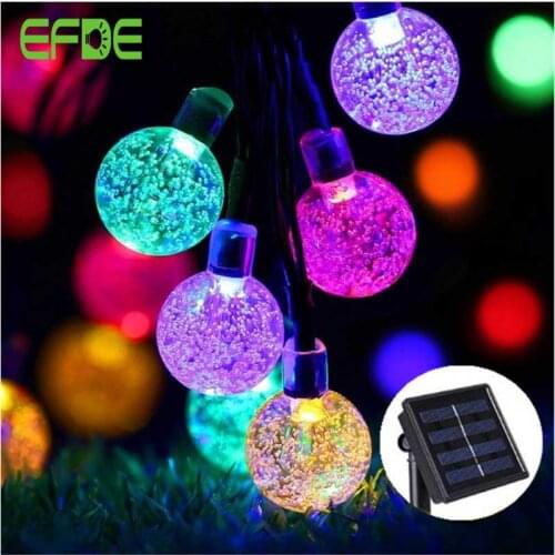 LED Crystal Ball LED Solar Lamp Power LED String Fairy Lights Solar Waterproof Garlands Garden Christmas Decor PartyFor Outdoor