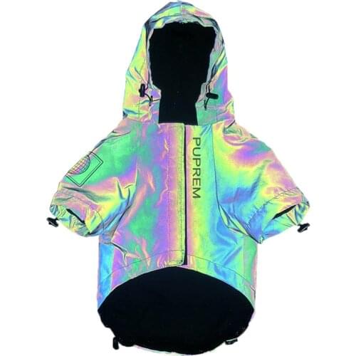 Reflective Flashing Light Dog Clothes French Bulldog Fat Dog Clothes Dog Windbreaker S-5XL Large Pet Clothes Puppy Pet Clothing
