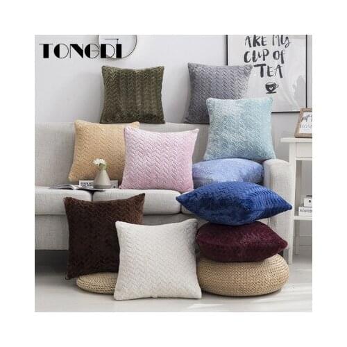 TONGDI Modern Velvet Emboss Plush Sofa Pillow With Inner 43x43cm Plaid Elegant Soft Throw Decor For Home Living Cover Bed Room