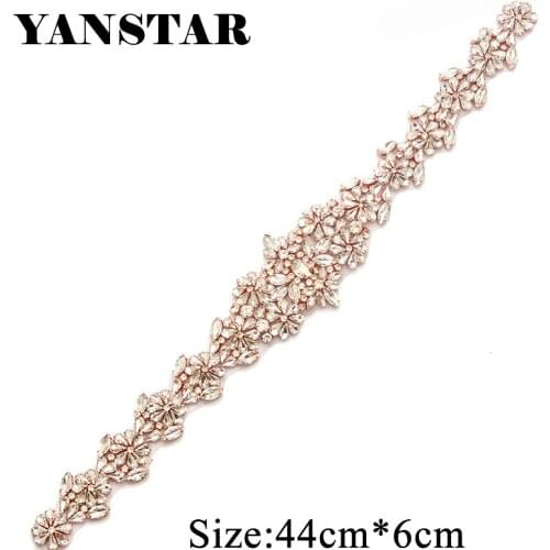 YANSTR 10PCS Hand Rhinestone Applique Bridal Belt Clear Crystal With Metal Claws Sewing On Wedding Dress Sparkle Your Prom YS911