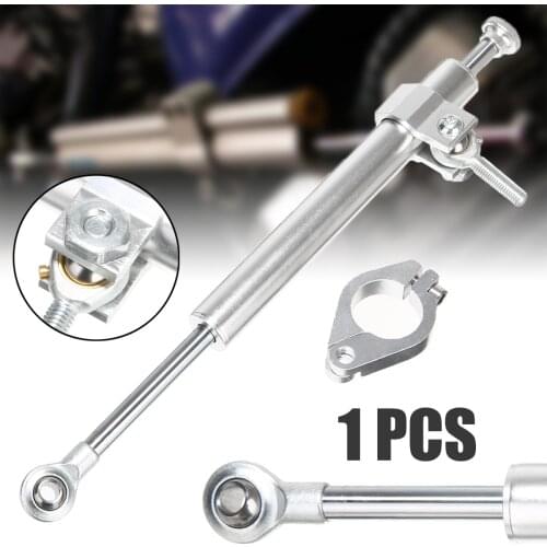 1PC 330mm Universal Aluminum Motorcycle Steering Damper Fork Stabilizer Silver Shock Absorber For Dirt Bikes Scooter ATV