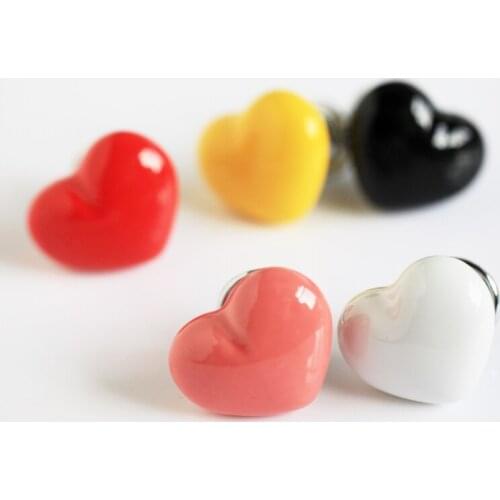 1PCS Kids Room Heart Shape Ceramic Cabinet Handle and Knobs Wedding Room Wardrobe Drawer Door Pulls Furniture Hardware