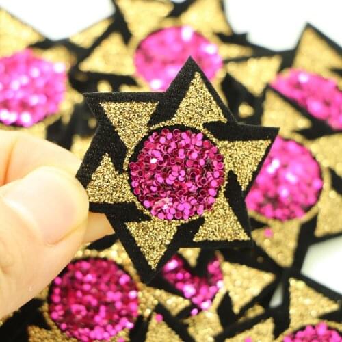 10pcs/lot 4cm Sequin Black Flower Patch DIY Iron On Stickers for Sweater Dress Shirt Sewing Fabric Appliques Handmade Badge