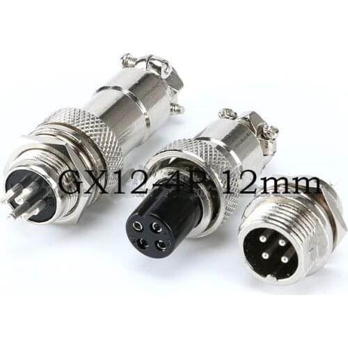 Free shipping 10pc GX12-4P 12mm RS765 Socket+Plug Aviation plug interface 4 Core Wire Panel Connector kit 4p