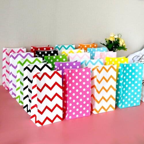 10pcs Colorful Zigzag Polka Dot Paper Bag Wedding Birthday Party Favor Bag Cookie Candy Bag DIY Gift Envelope Wrapping Supplies
