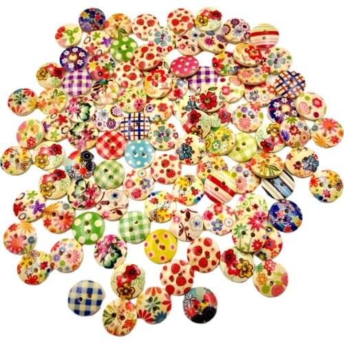 100 Pcs. Colorful Buttons For Handicrafts Sewing, 15mm Wooden Buttons