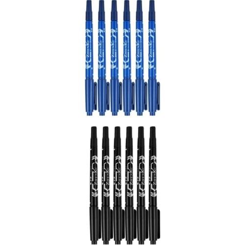 12pcs Professional Tattoo Skin Marking Pen-Double End Fine/Thick Tip Marker