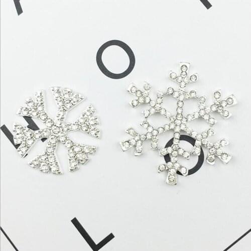 50pcs Charms Wedding Brides Hair Invitations Christmas Decor Snowflake Crystal Rhinestone Button Buckle Flatback Hairpin Garment