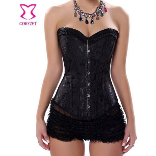 6XL Plus Size Women Black Dobby Steel Boned Corpetes E Espartilhos Sexy Corset Bustier Gothique Corselet Overbust Waist Corsets